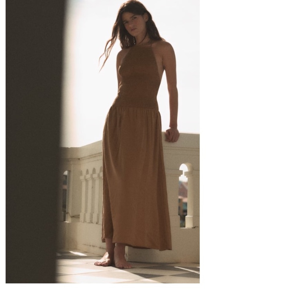 Brown Zara halter sundress